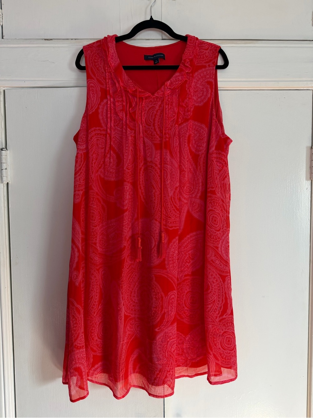 Tommy Hilfiger Red Paisley Sleeveless Shift Dress